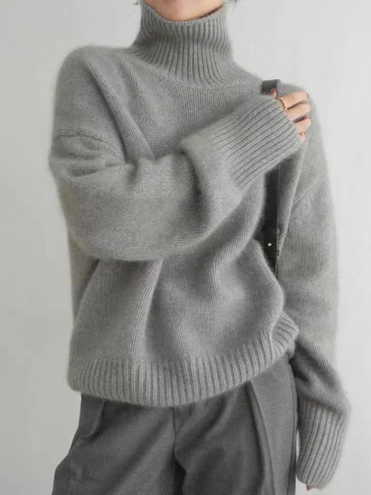 High Collar Loose Knitted Sweater
