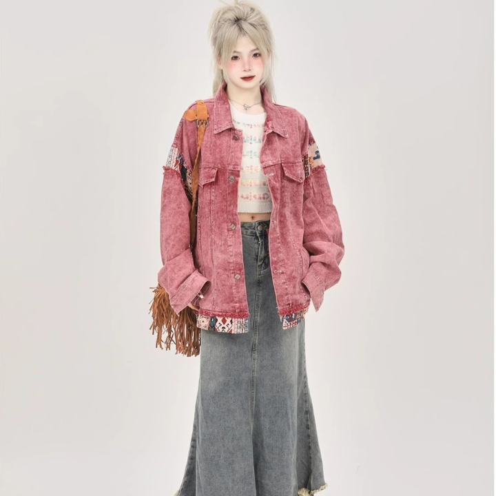 Denim Patchwork Casual Jacket