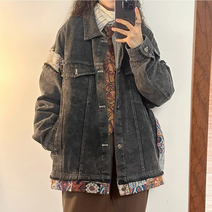 Denim Patchwork Casual Jacket