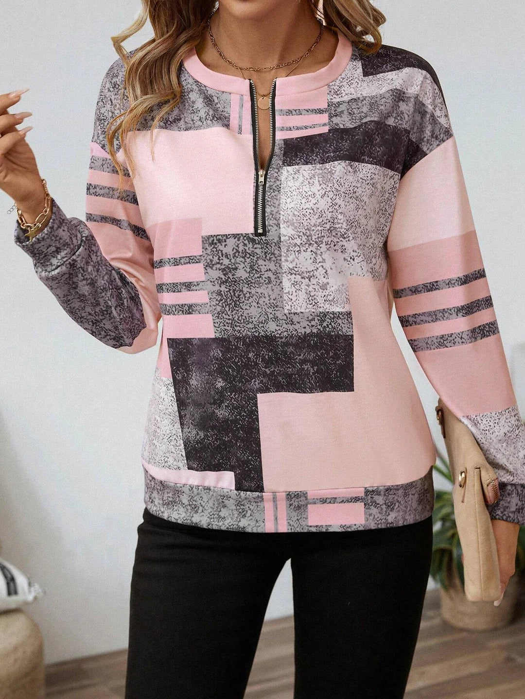 Patterned Long Sleeve Top