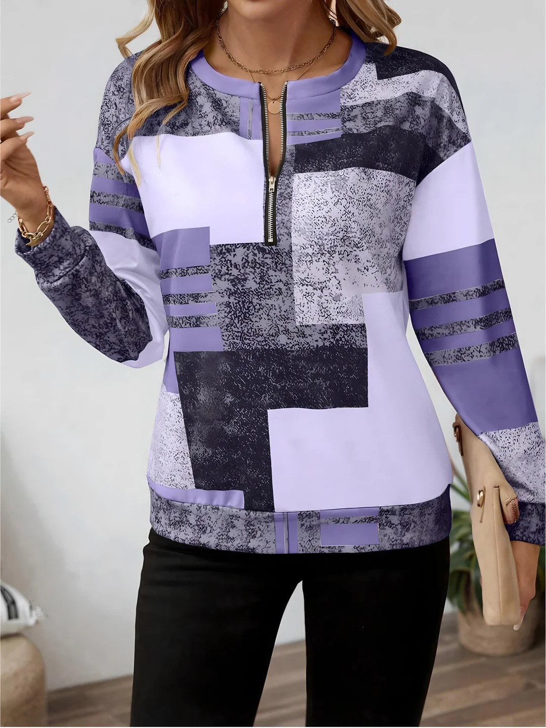 Patterned Long Sleeve Top