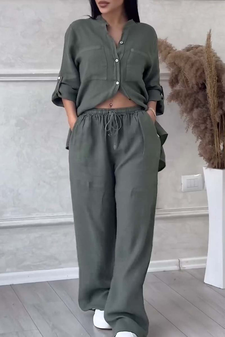 Fara - Luxe Cotton & Linen Ensemble – Shirt & Trousers Set